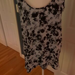 LOFT Black and White Floral Blouse
